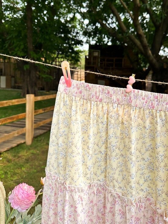 Multicolor Boho Women's Color Block Random Printing Skirt - Picture 4 of 6